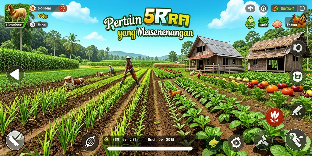 Tampilan gameplay <strong>5RT</strong> yang menampilkan aktivitas pertanian yang seru.