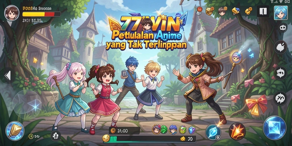 Screenshot gameplay 77WIN menampilkan karakter anime dalam pertarungan epik.