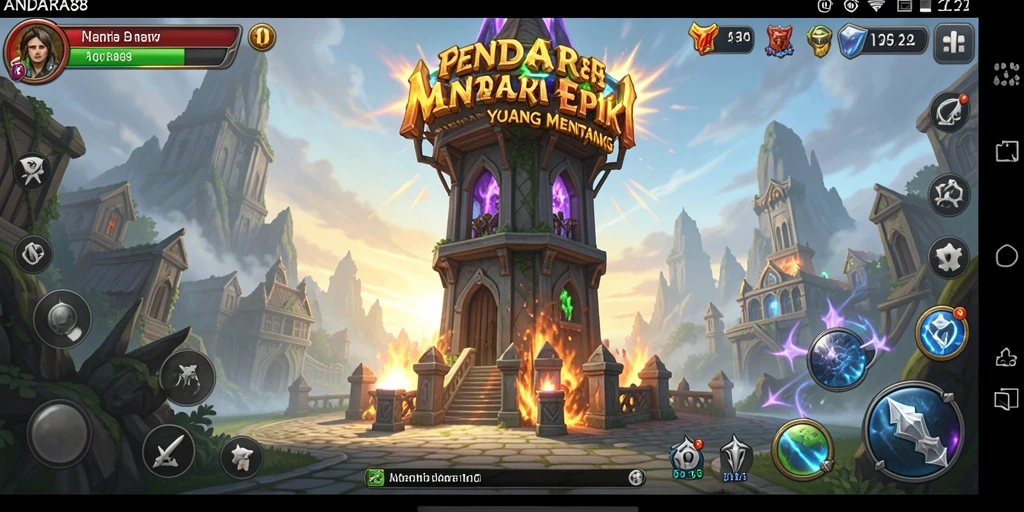 Tangkapan layar gameplay ANDARA88 menampilkan menara yang berdebat melawan musuh seiring strategi bertahan.