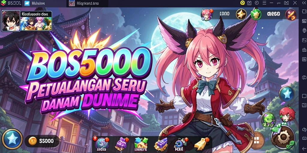 Tampilan menarik dari gameplay BOS5000 yang penuh warna.
