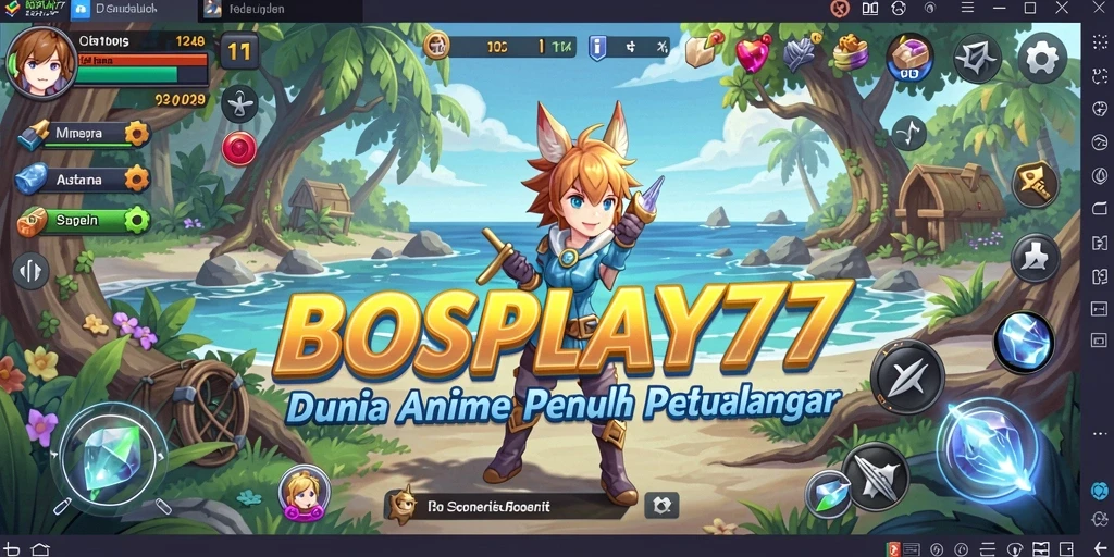 Tampilan gameplay menarik dari BOSPLAY77 dengan karakter anime.
