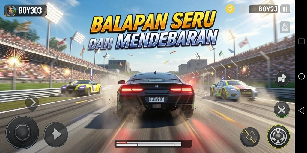 Tampilan mendebarkan dari gameplay balapan BOY303 yang penuh aksi.