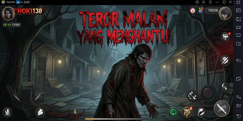 Tampilan gameplay menakutkan di dunia HOKI138 yang gelap.