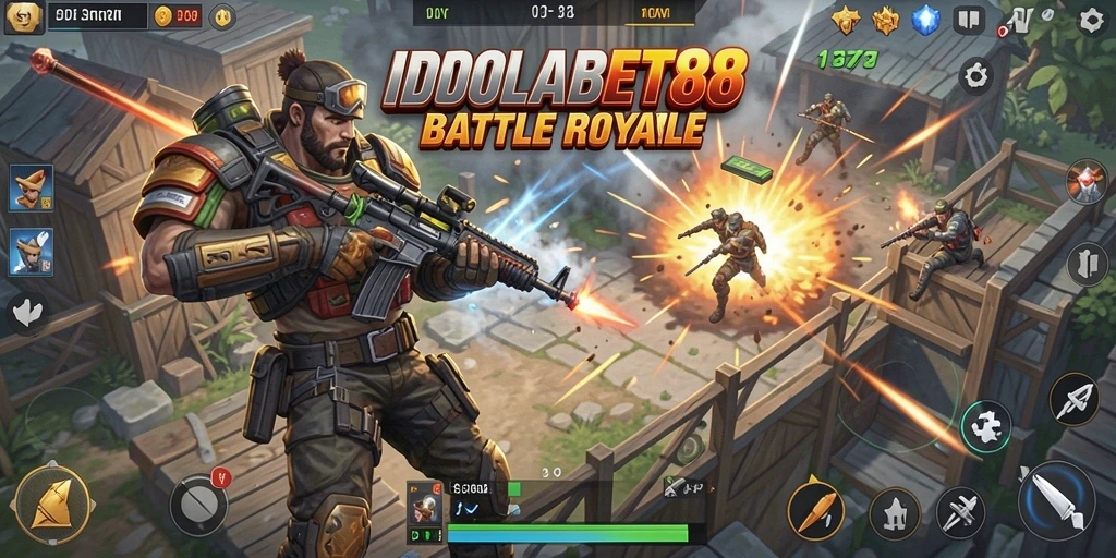 Tampilan gameplay seru dari IDOLABET88 dengan pertarungan Battle Royale yang mendebarkan.