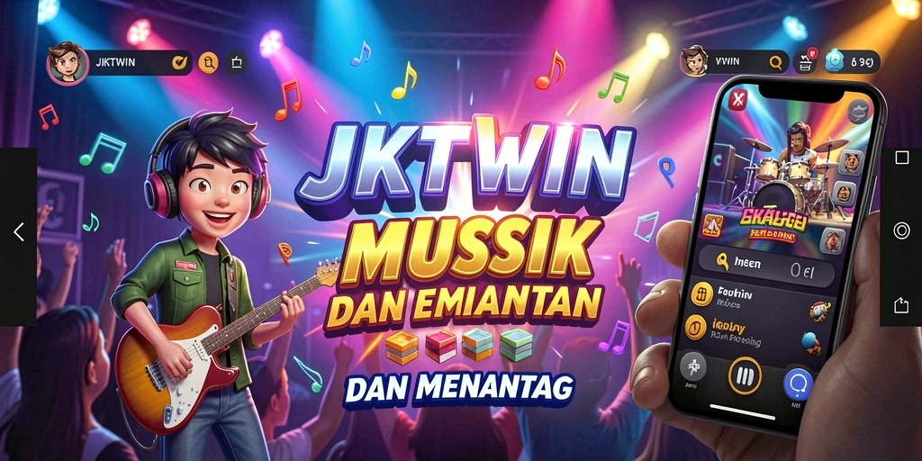 Screenshot JKTWIN menampilkan gameplay musik yang seru dan interaktif.