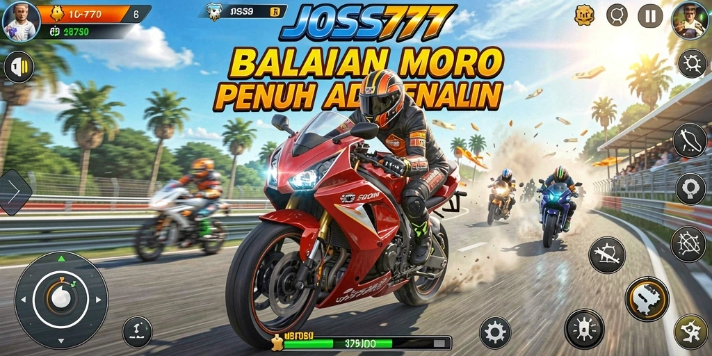 Tampilan gameplay balapan motor yang seru dan menantang.