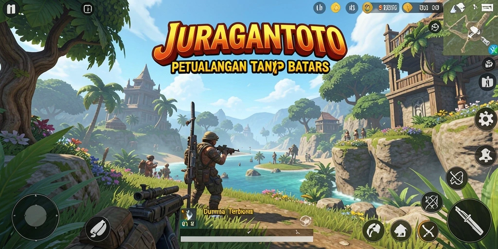 Tangkapan layar menunjukkan aksi seru dalam dunia terbuka JURAGANTOTO.