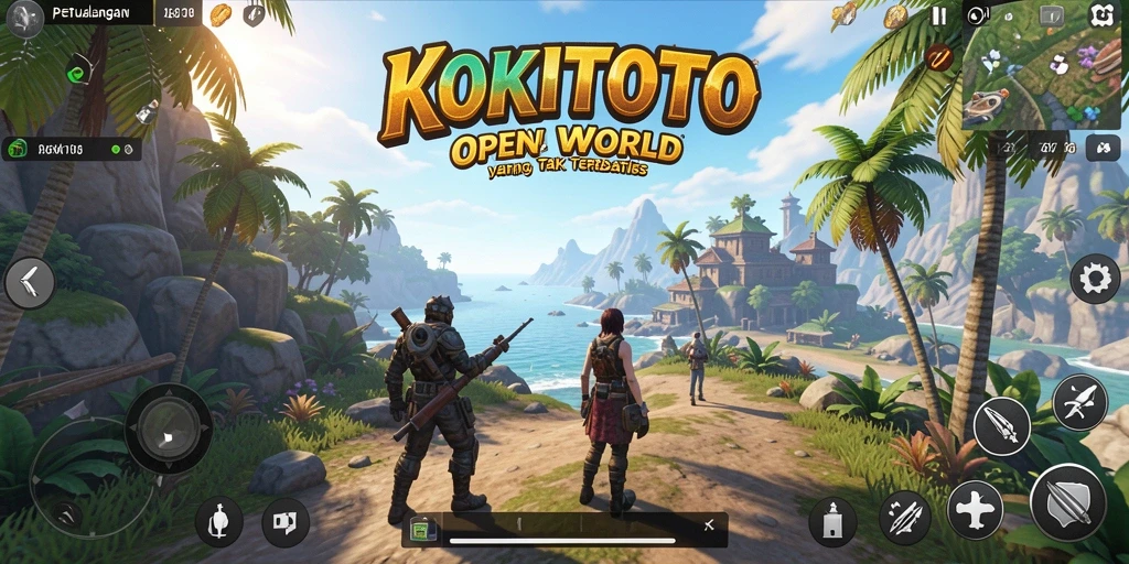 Gameplay KOKITOTO menampilkan eksplorasi dunia yang menakjubkan dan interaktif.