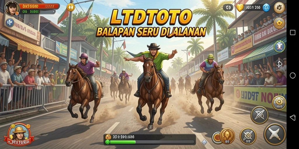 Screenshot LTDTOTO menampilkan aksi balapan yang mendebarkan.