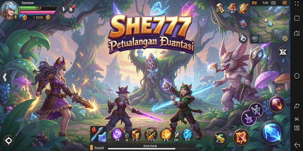 Tampilan gameplay SHE777 yang penuh aksi di dunia fantasi.