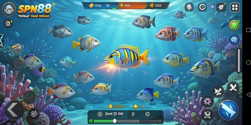 Tampilan gameplay menembak ikan yang menarik dan seru di SPN88.