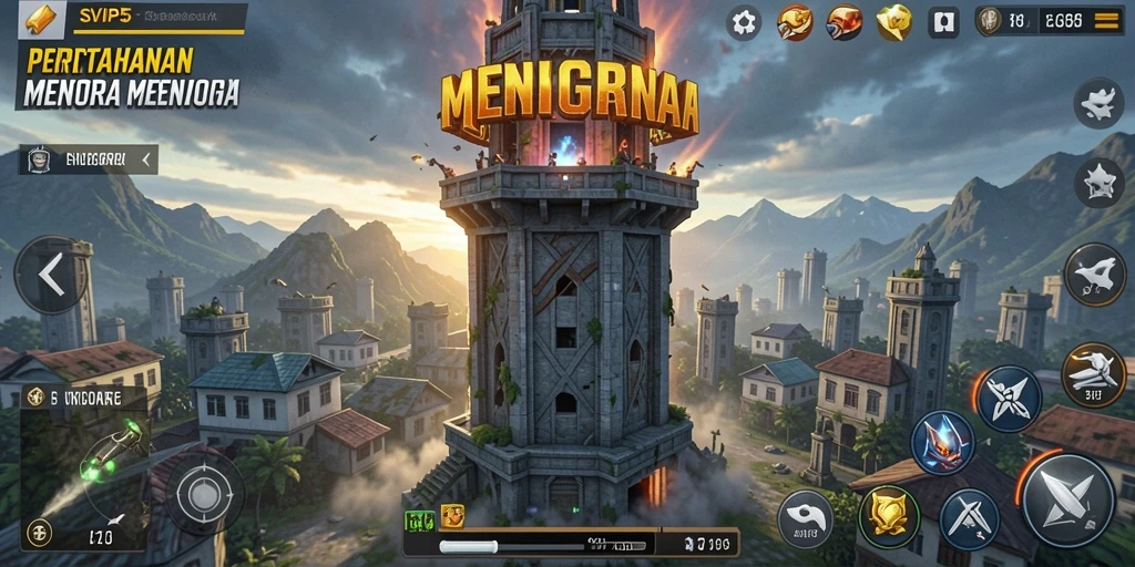 Screenshot menampilkan aksi pertahanan menara yang mendebarkan.