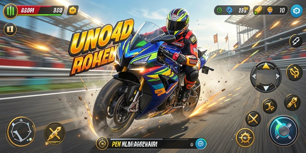 Gameplay penuh aksi UNO4D dengan balapan motor seru.